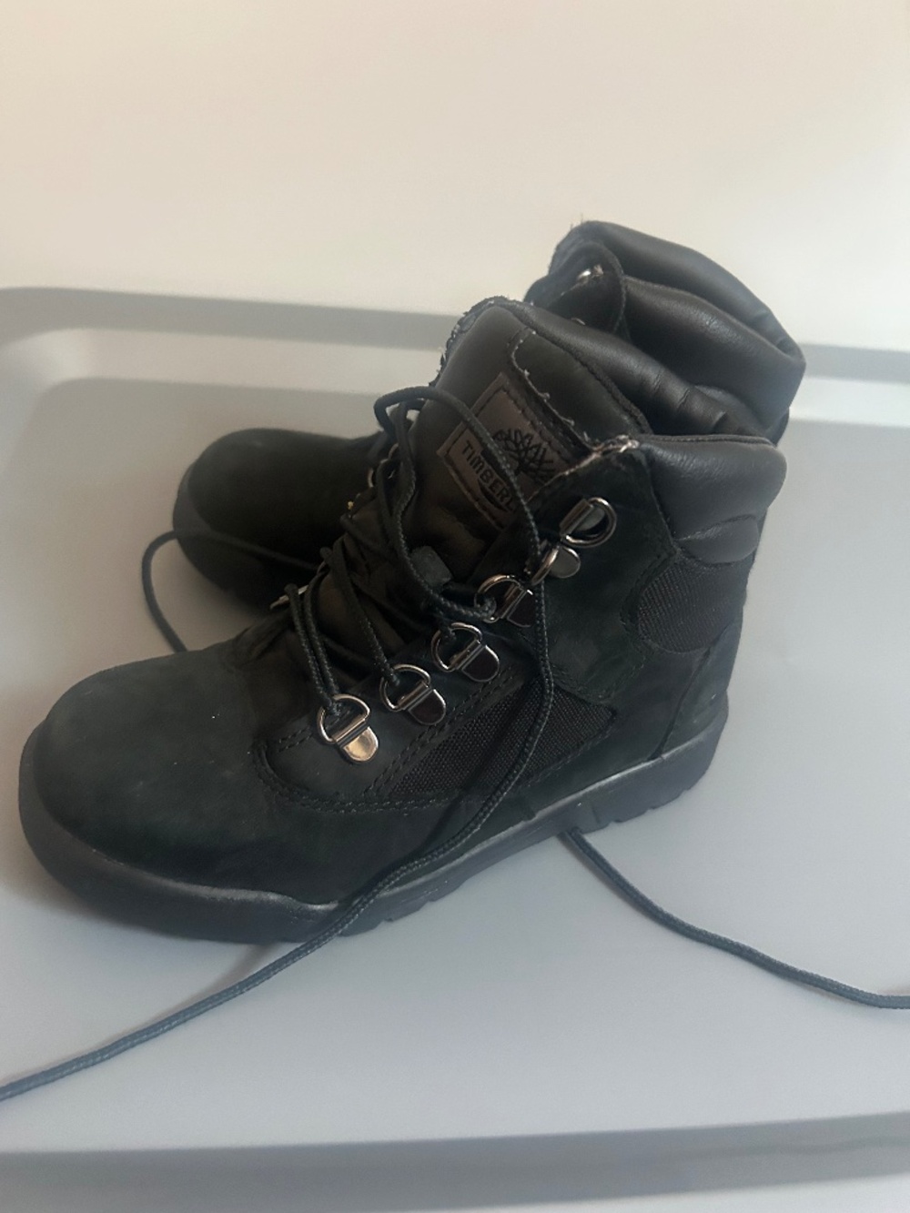 Kids Black timberland boots
